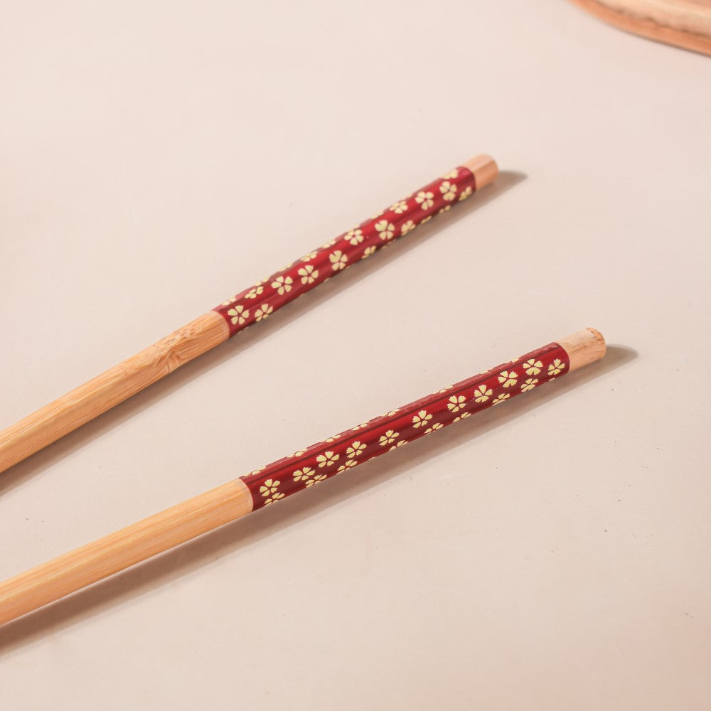 Mandala Snack Bowl & Chopstick Multicolour Set Of 6 Nestasia