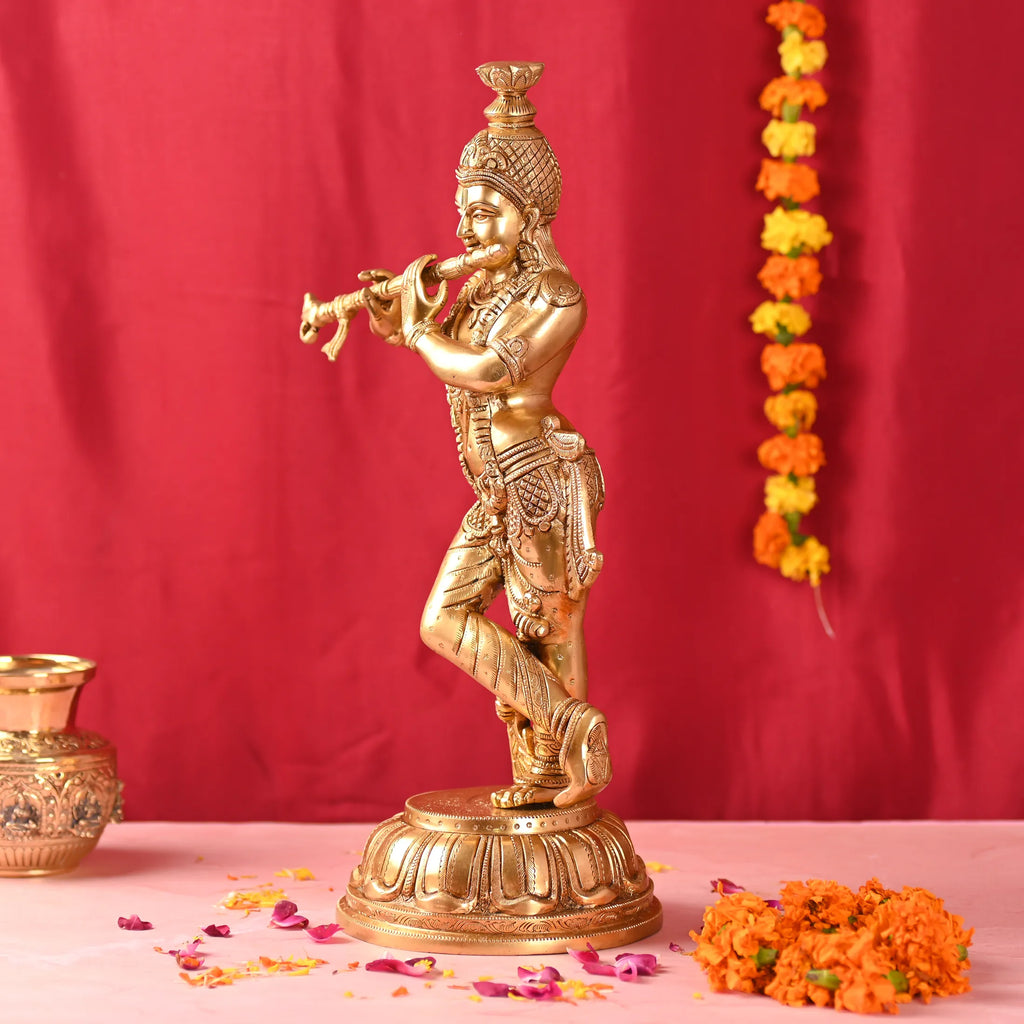 Brass Standing Krishna Idol (19 Inch) Vedansh Craft
