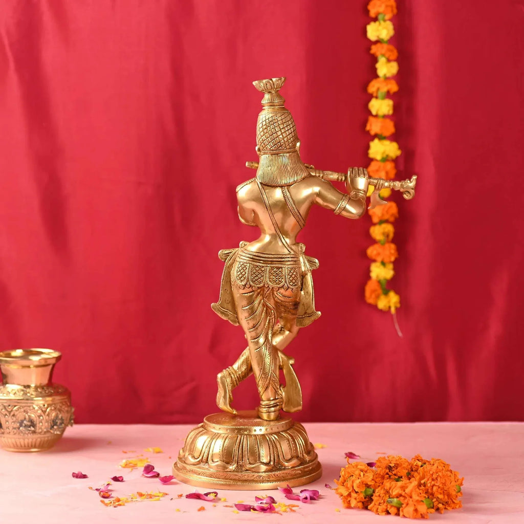 Brass Standing Krishna Idol (19 Inch) Vedansh Craft