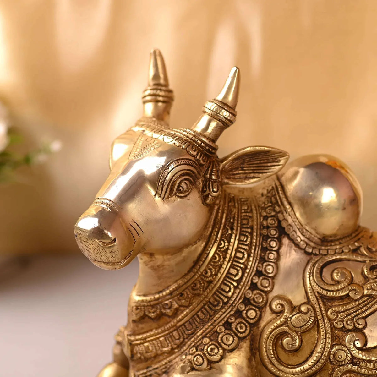 Brass Majestic Sitting Nandi Idol (10 Inch) Vedansh Craft