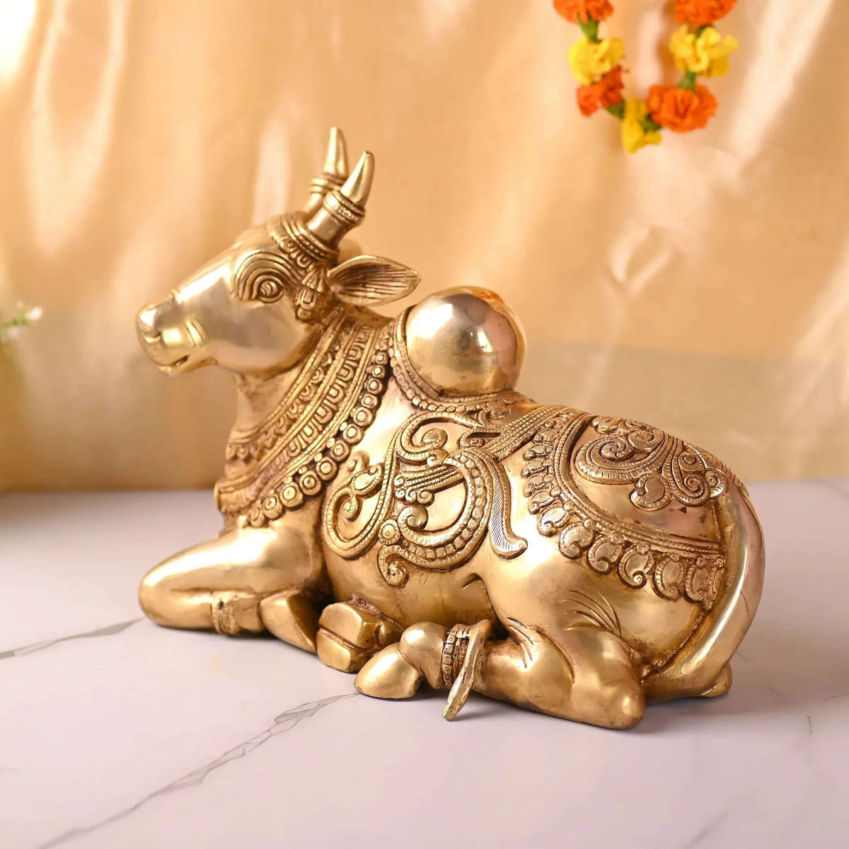 Brass Majestic Sitting Nandi Idol (10 Inch) Vedansh Craft