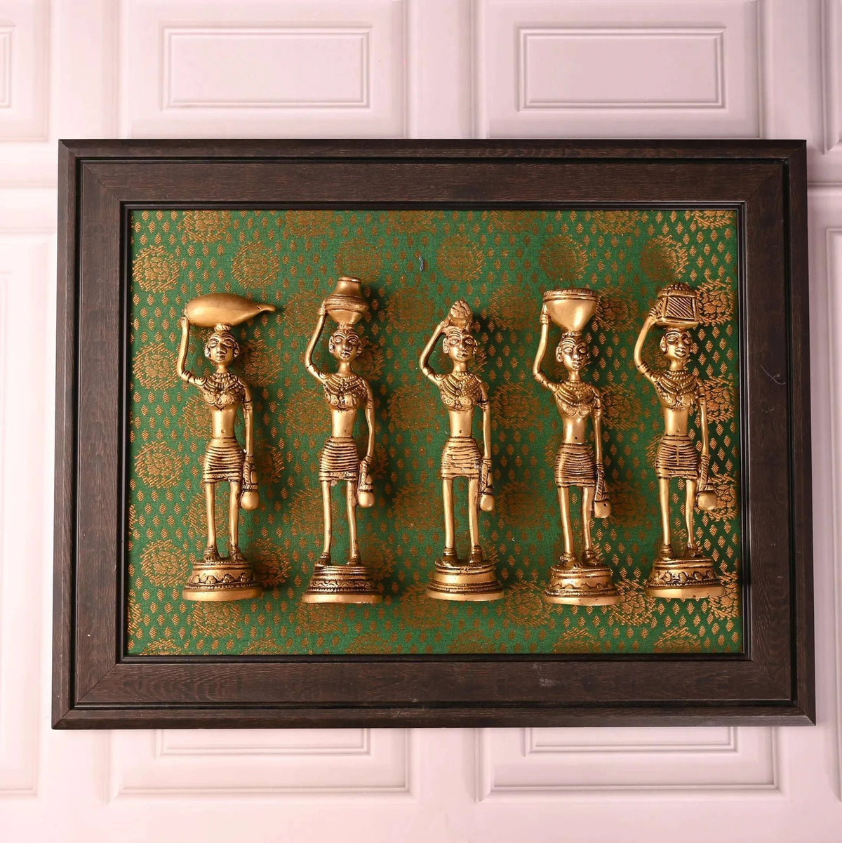 Brass Tribal Lady Statue Decor Set Of Five  (7.5 Inch) Vedansh Craft