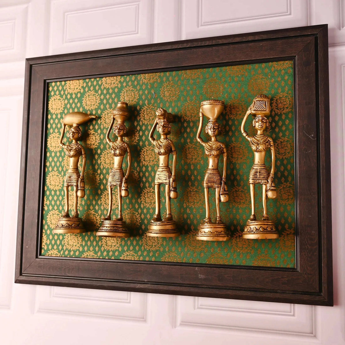 Brass Tribal Lady Statue Decor Set Of Five  (7.5 Inch) Vedansh Craft