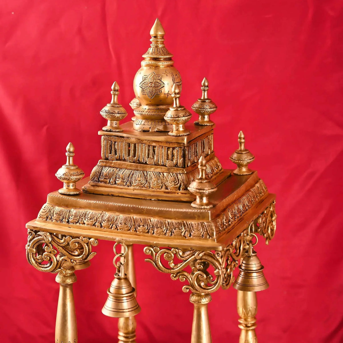 Brass Mandir / Temple With Hanging Bell (28 Inch) Vedansh Craft