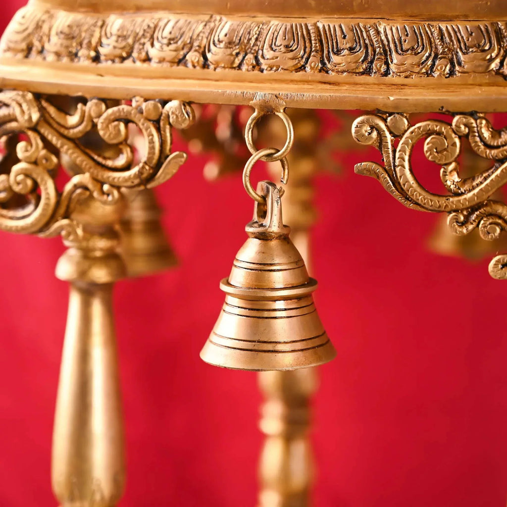 Brass Mandir / Temple With Hanging Bell (28 Inch) Vedansh Craft