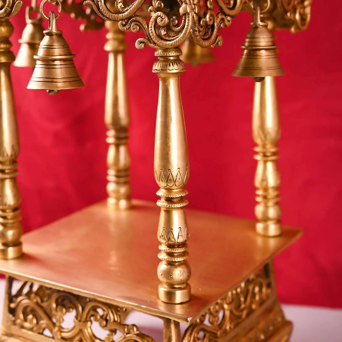 Brass Mandir / Temple With Hanging Bell (28 Inch) Vedansh Craft