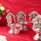 Brass Silver Plated Ashtalakshmi Diya set (5.7 Inch) Vedansh Craft