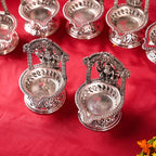 Brass Silver Plated Ashtalakshmi Diya set (5.7 Inch) Vedansh Craft