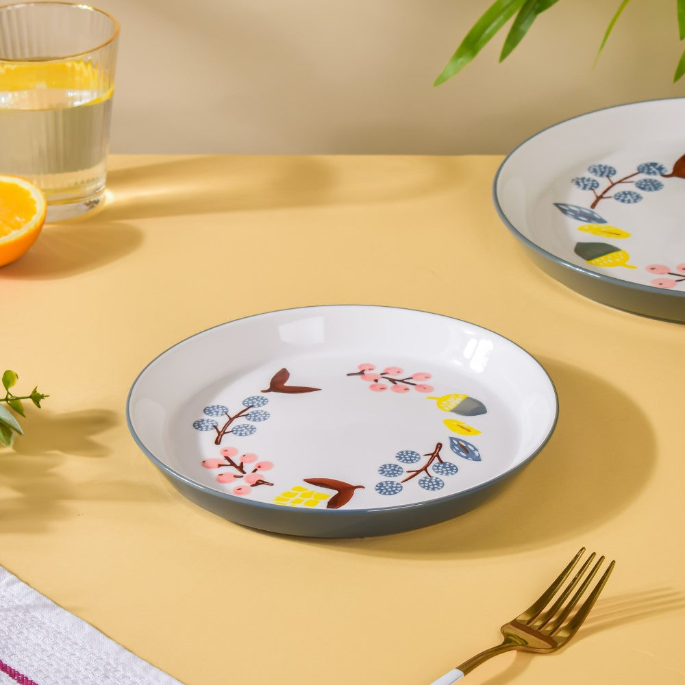 Bloom Ceramic Snack Plate Grey 8 Inch Nestasia
