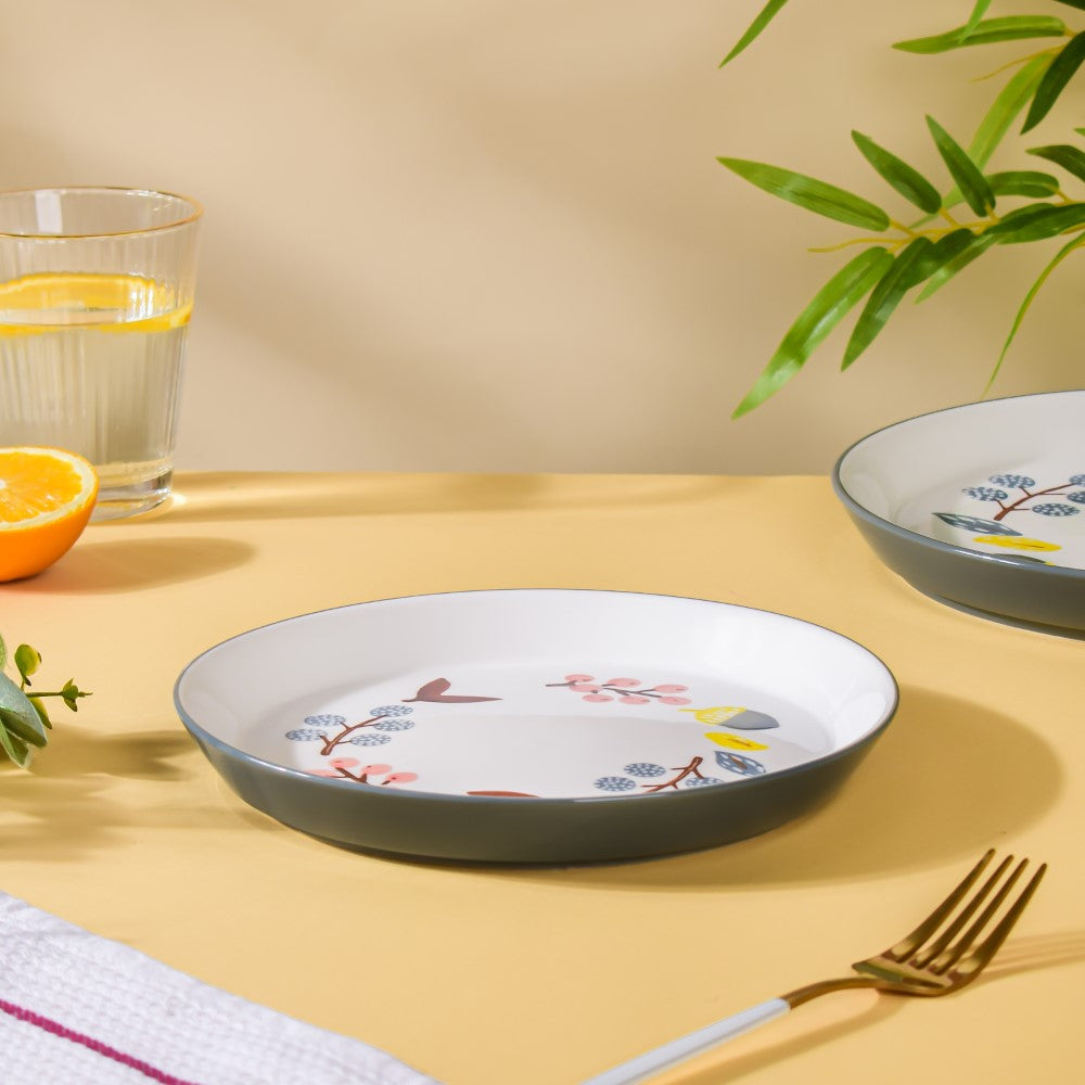 Bloom Ceramic Snack Plate Grey 8 Inch Nestasia