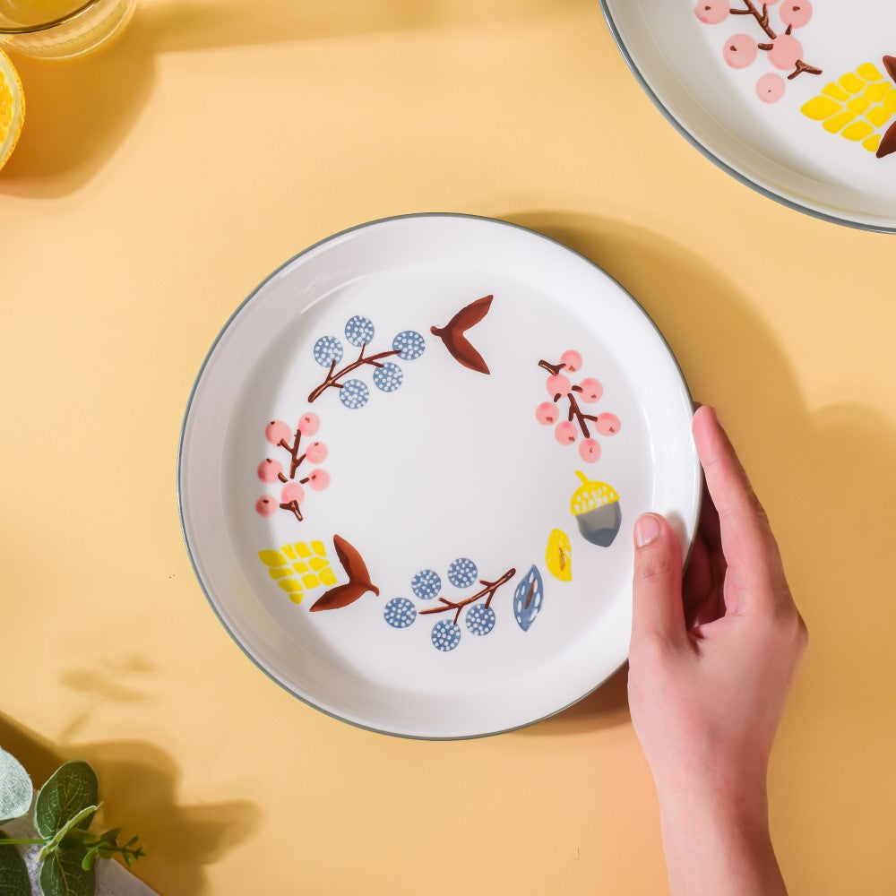Bloom Ceramic Snack Plate Grey 8 Inch Nestasia