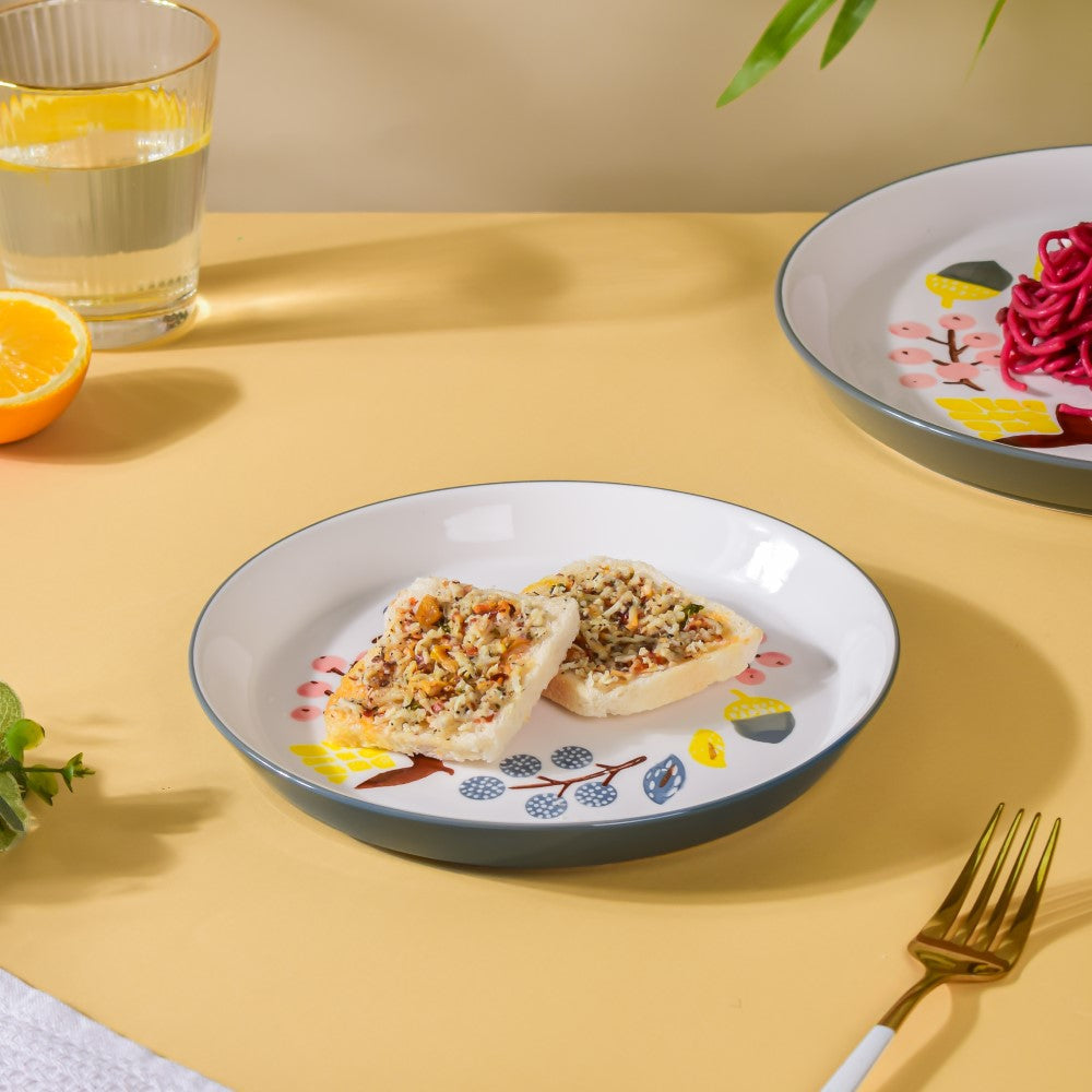 Bloom Ceramic Snack Plate Grey 8 Inch Nestasia