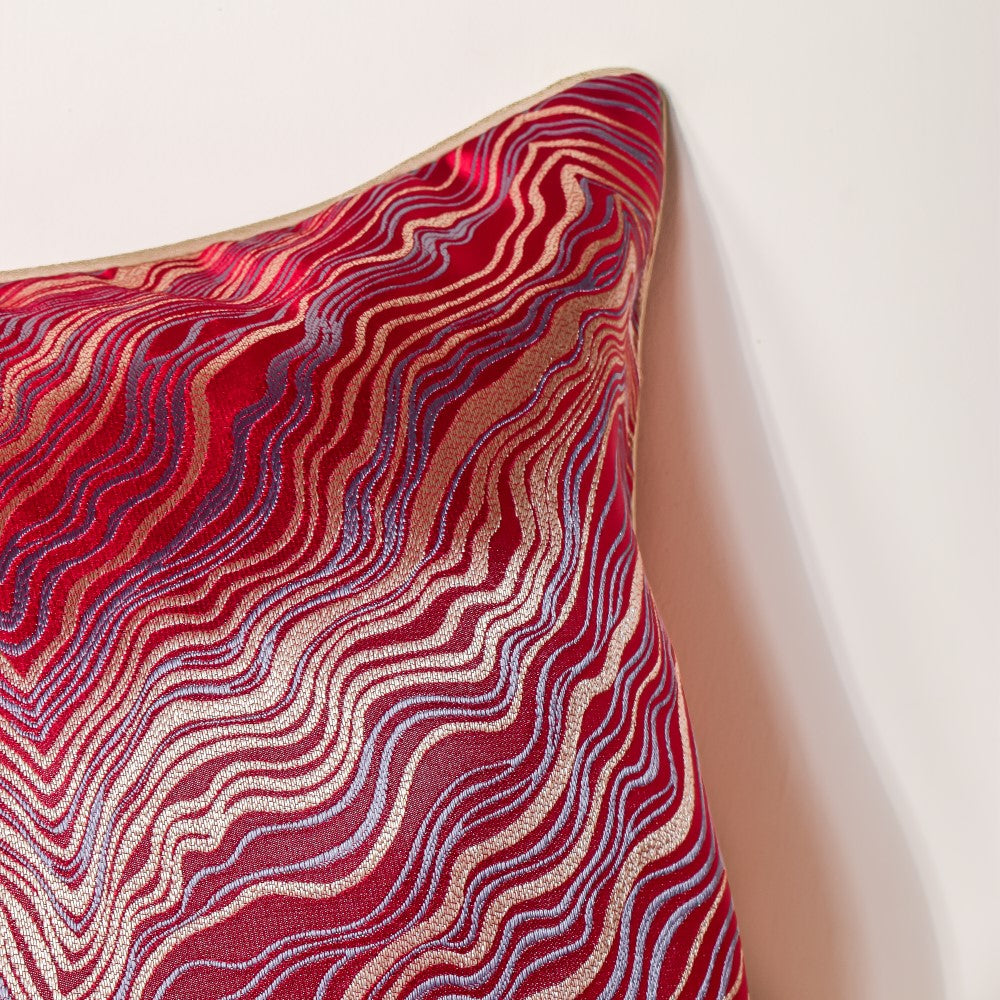 Luxury Embroidered Cushion Cover Red Set of 2 17x17 Inch Nestasia