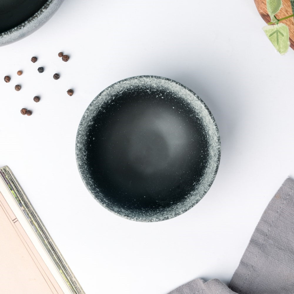 Galaxy Stone Pottery Side Bowl Black 250 ml Nestasia