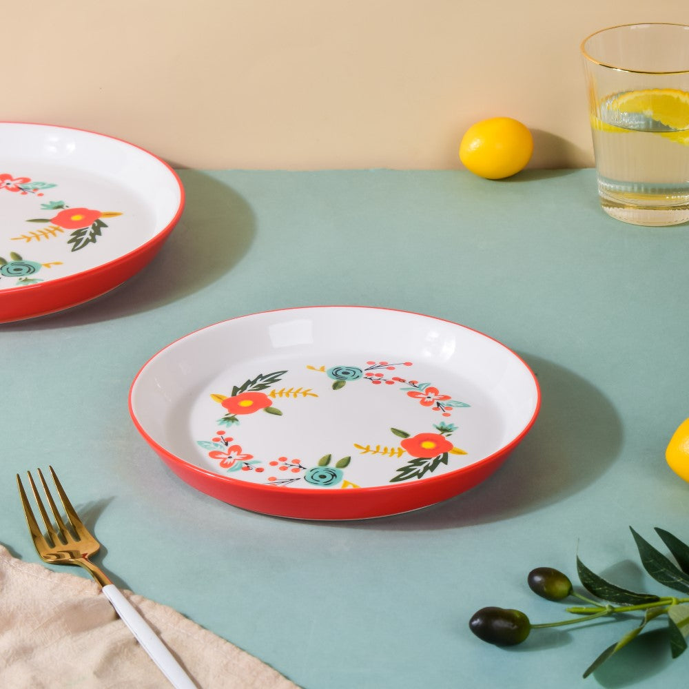 Bloom Ceramic Snack Plate Red 8 Inch Nestasia