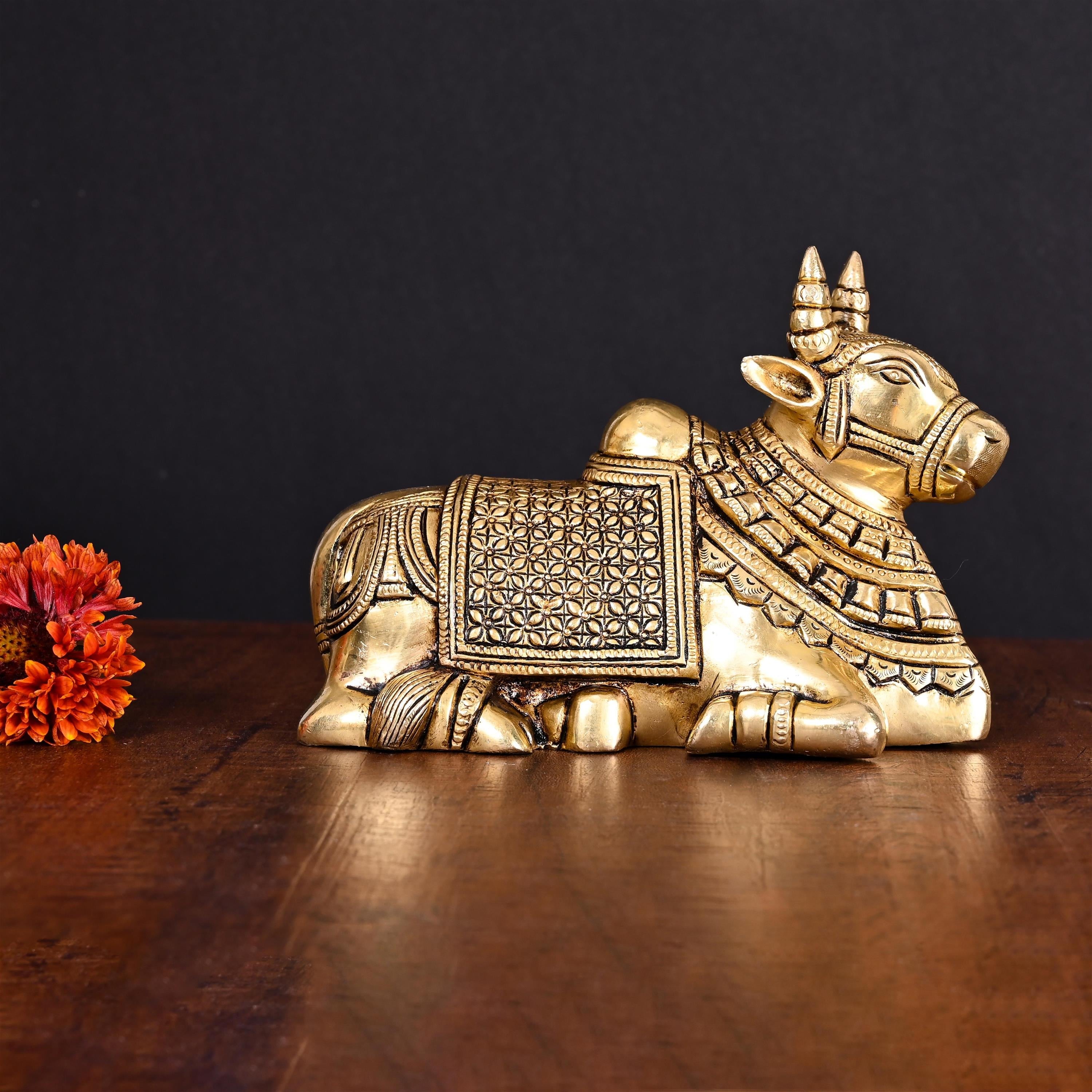 Brass Sitting Nandi Idol (5 Inch) Vedansh Craft