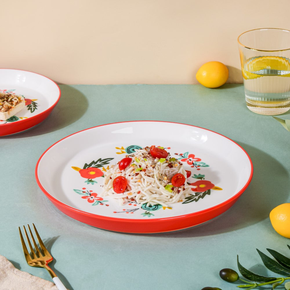 Bloom Ceramic Dinner Plate Red 10 Inch Nestasia