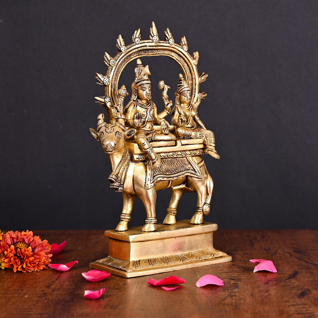 Brass Superfine Shiva Parvati With Nandi Idol (9 Inch) Vedansh Craft