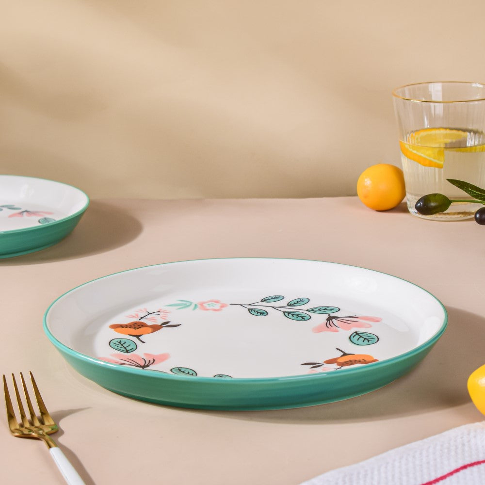 Bloom Ceramic Dinner Plate Green 10 Inch Nestasia