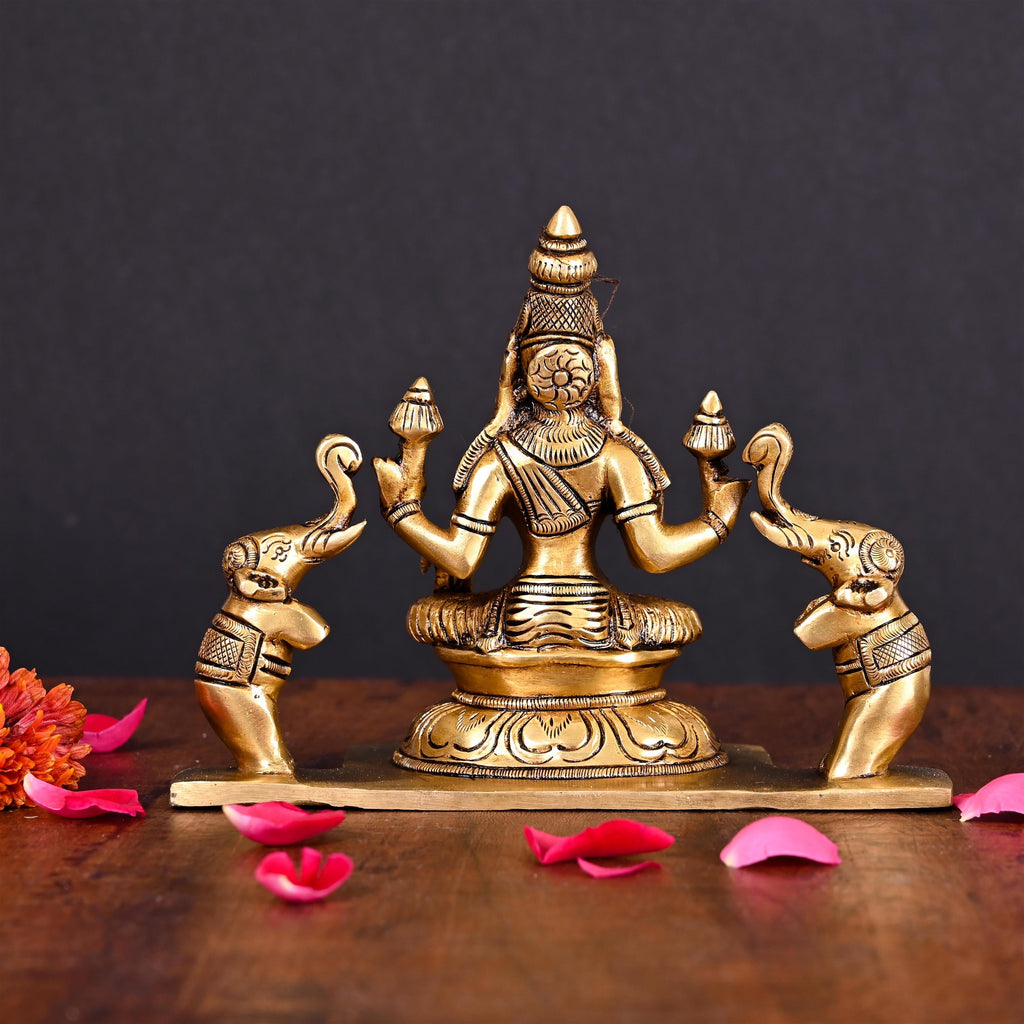 Brass Superfine Goddess Sitting Gaja Lakshmi Idol (5.5 Inch) Vedansh Craft