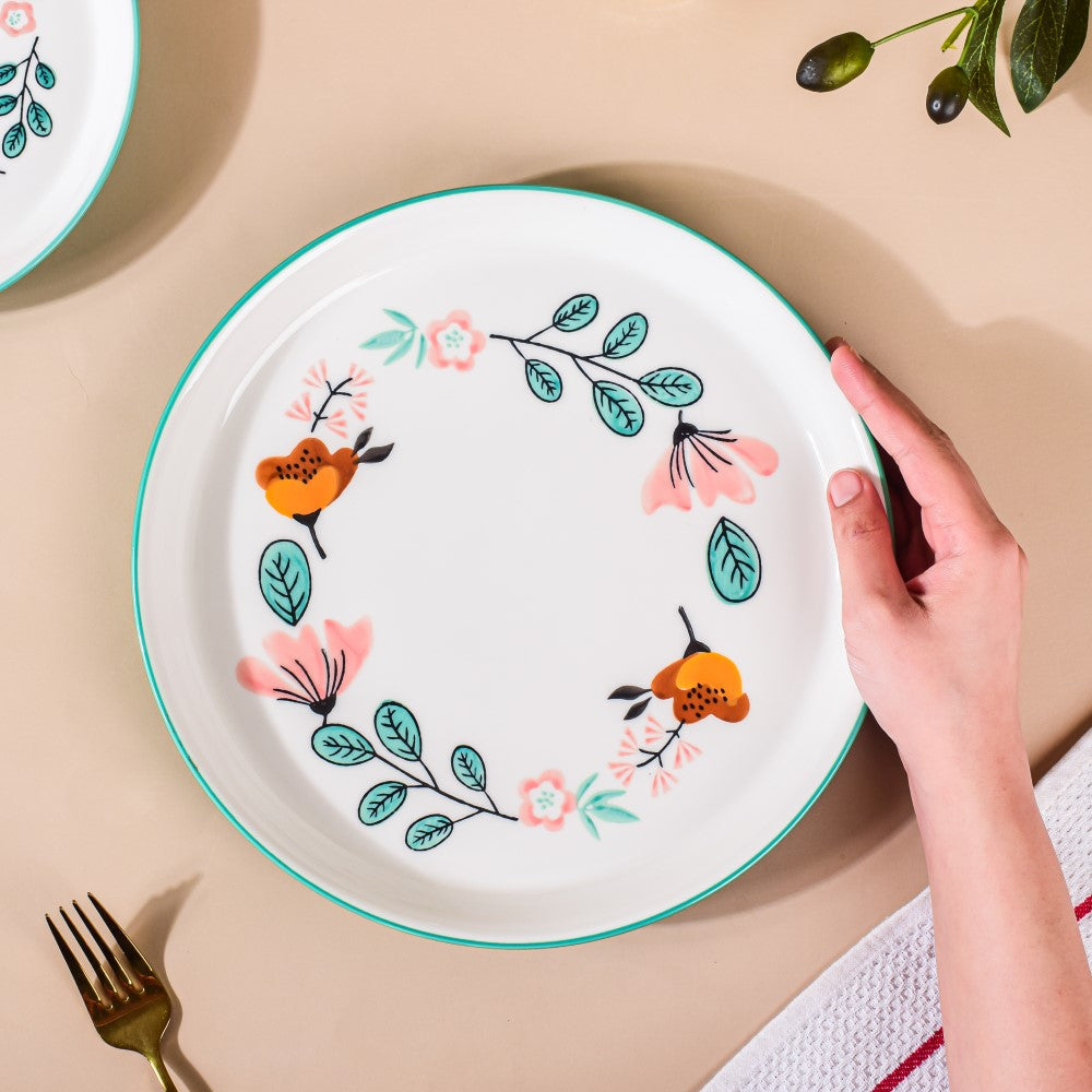 Bloom Ceramic Dinner Plate Green 10 Inch Nestasia