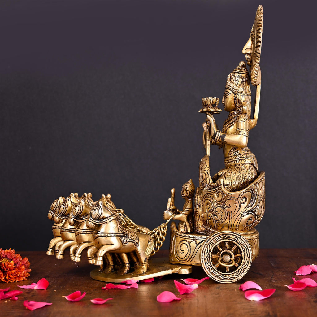 Brass Superfine Surya Rath Idol (12 Inch) Vedansh Craft