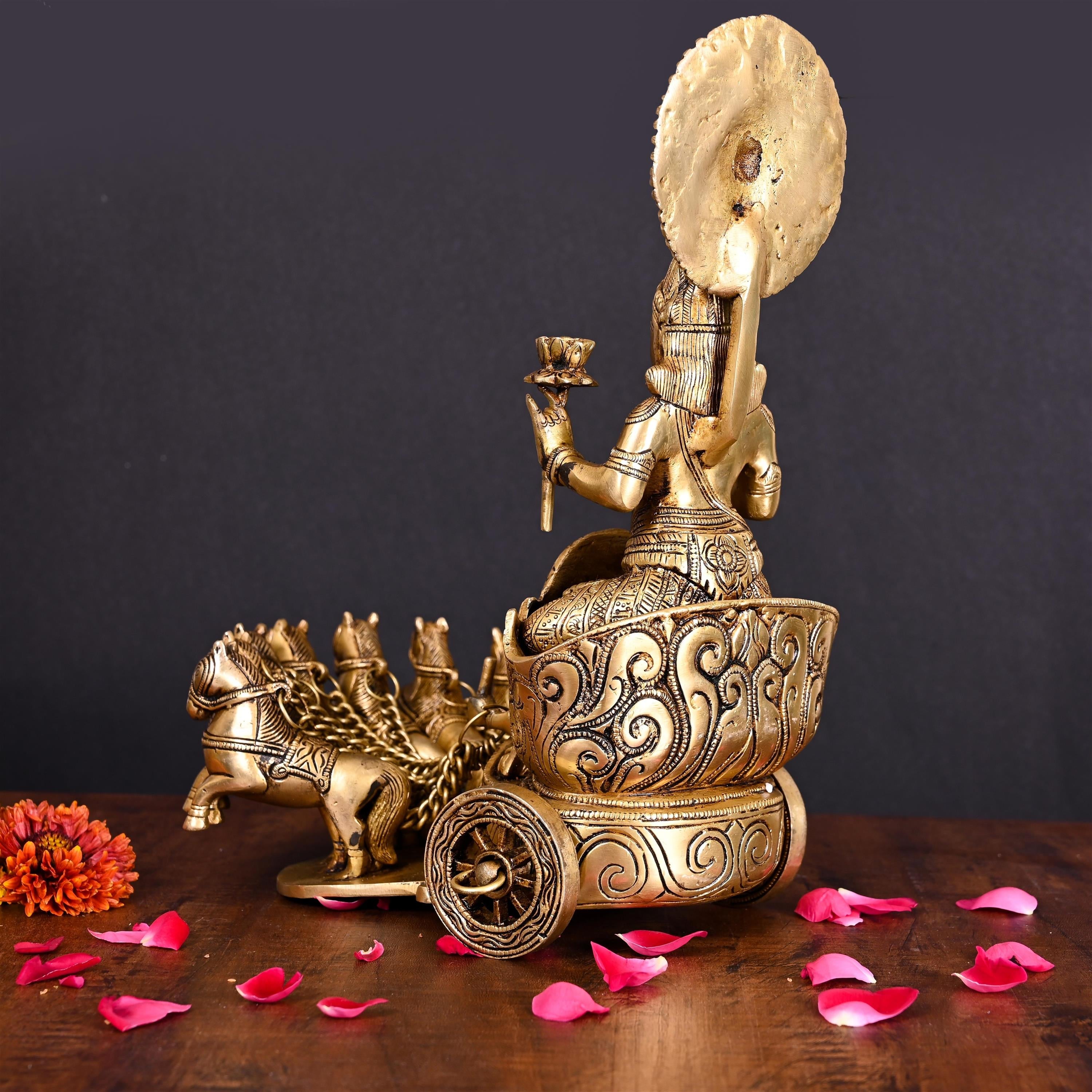 Brass Superfine Surya Rath Idol (12 Inch) Vedansh Craft