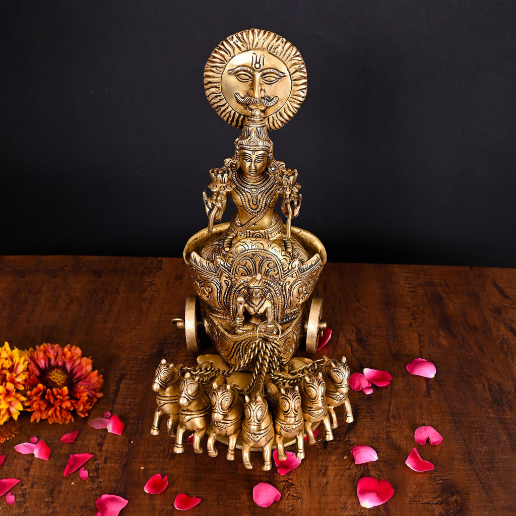 Brass Superfine Surya Rath Idol (12 Inch) Vedansh Craft