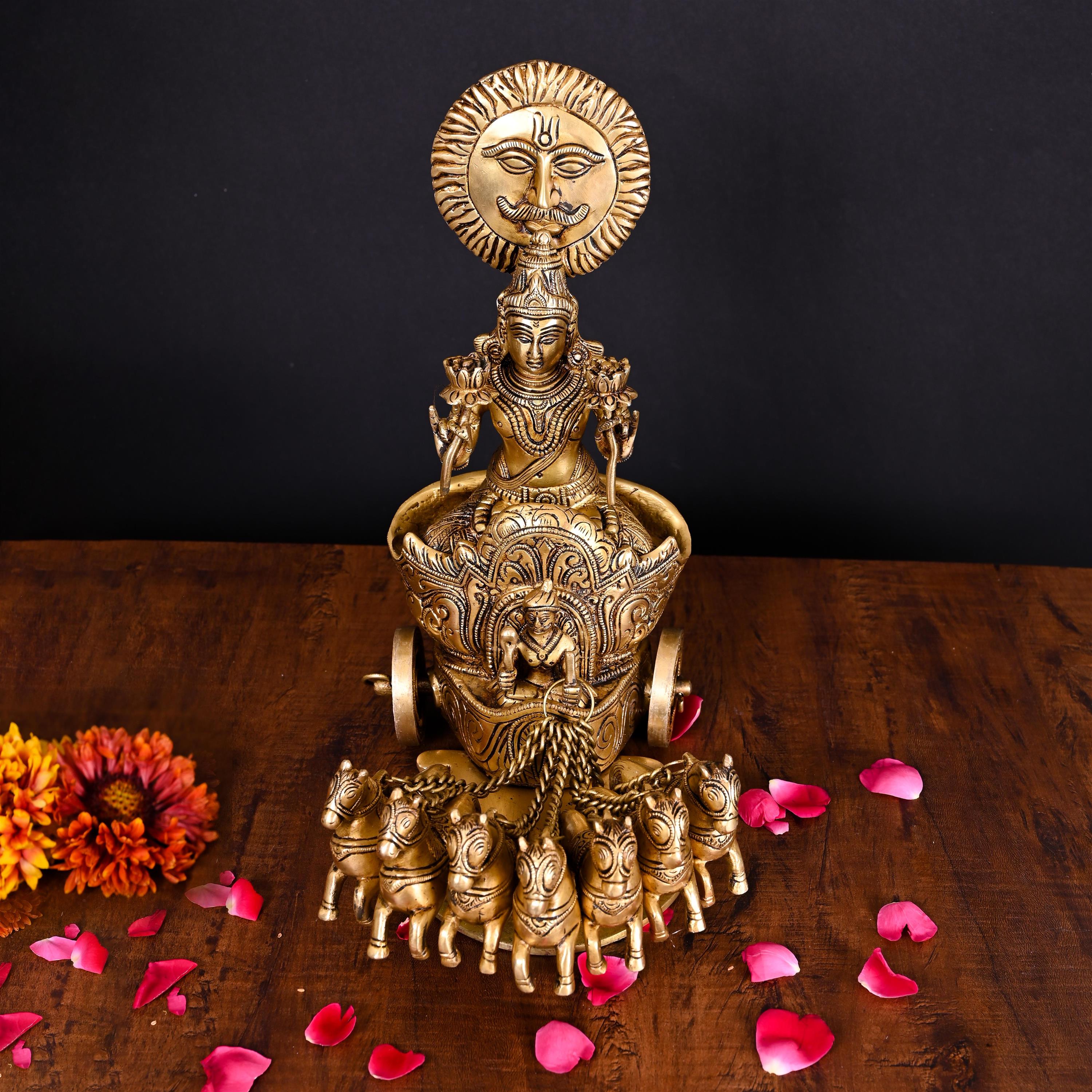 Brass Superfine Surya Rath Idol (12 Inch) Vedansh Craft