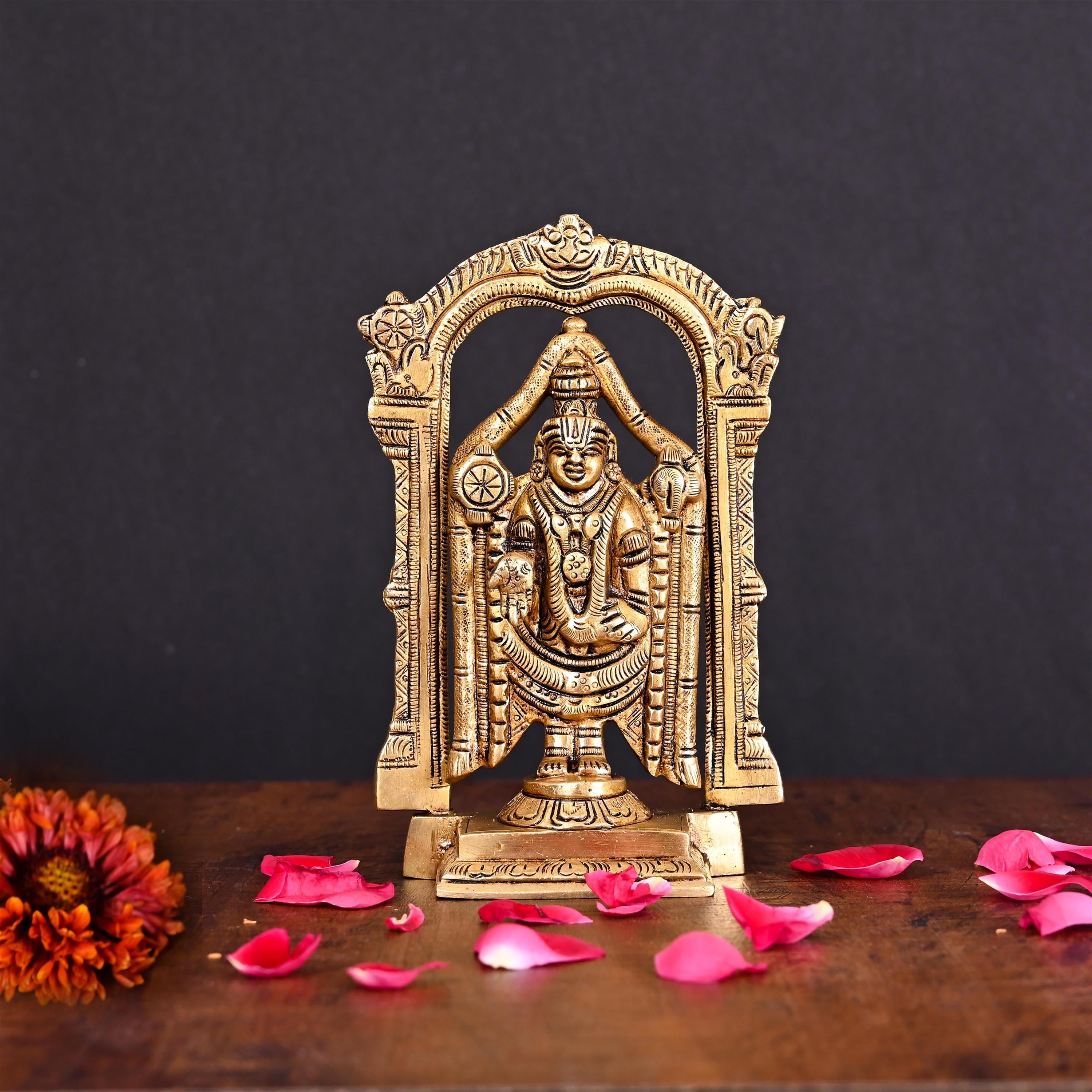 Brass Superfine Frame Tirupati Balaji/Venkateshwar Idol (6.5 Inch) Vedansh Craft