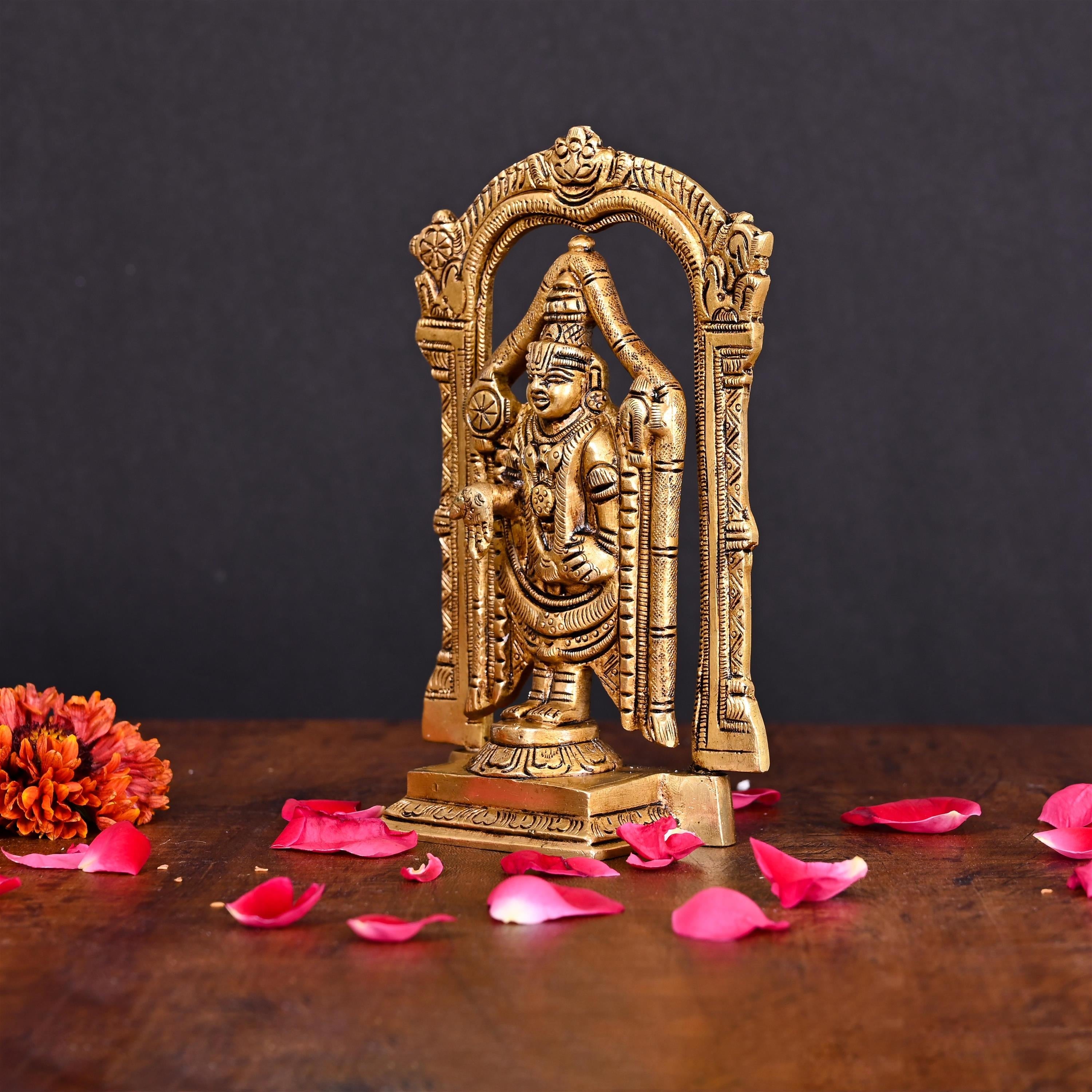 Brass Superfine Frame Tirupati Balaji/Venkateshwar Idol (6.5 Inch) Vedansh Craft