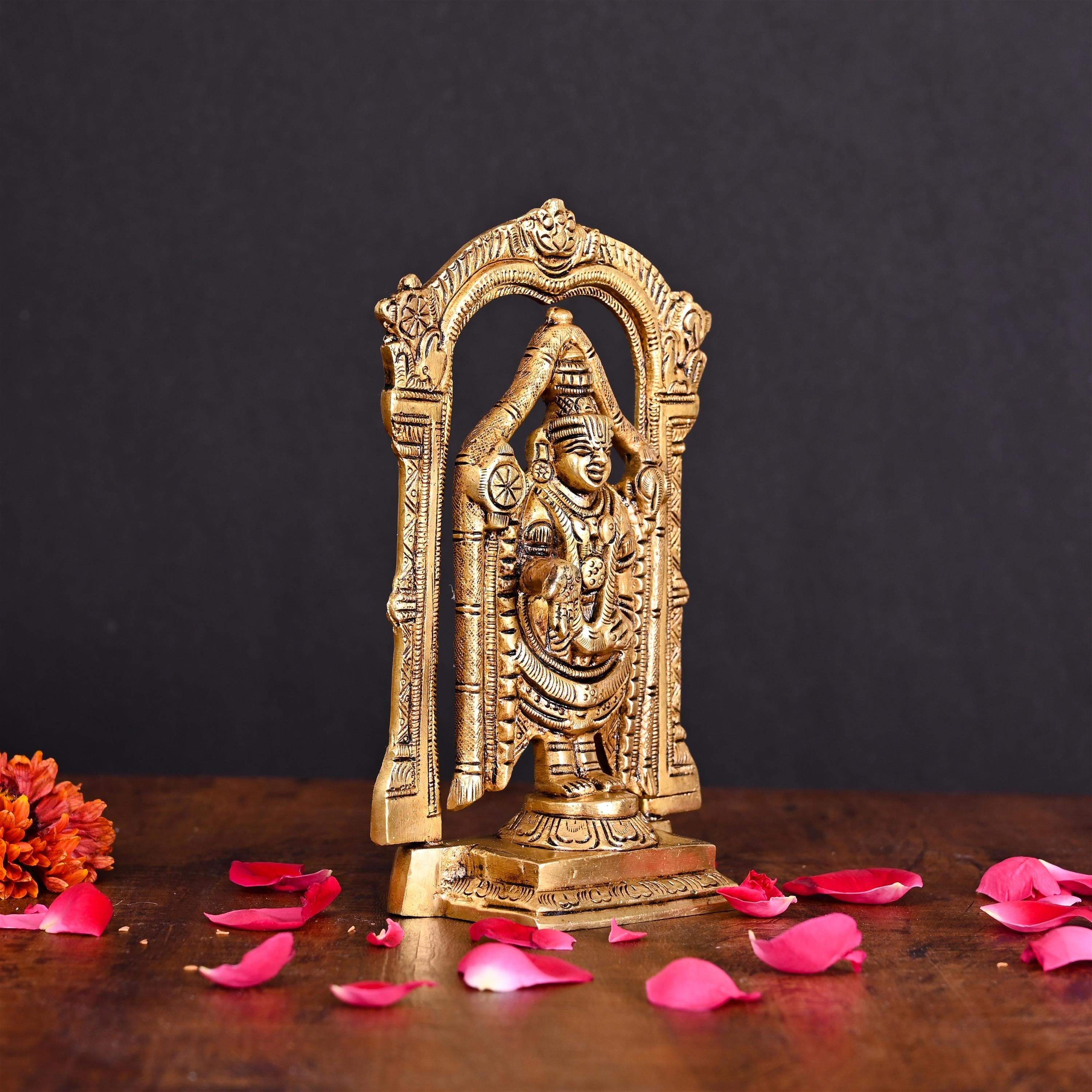 Brass Superfine Frame Tirupati Balaji/Venkateshwar Idol (6.5 Inch) Vedansh Craft