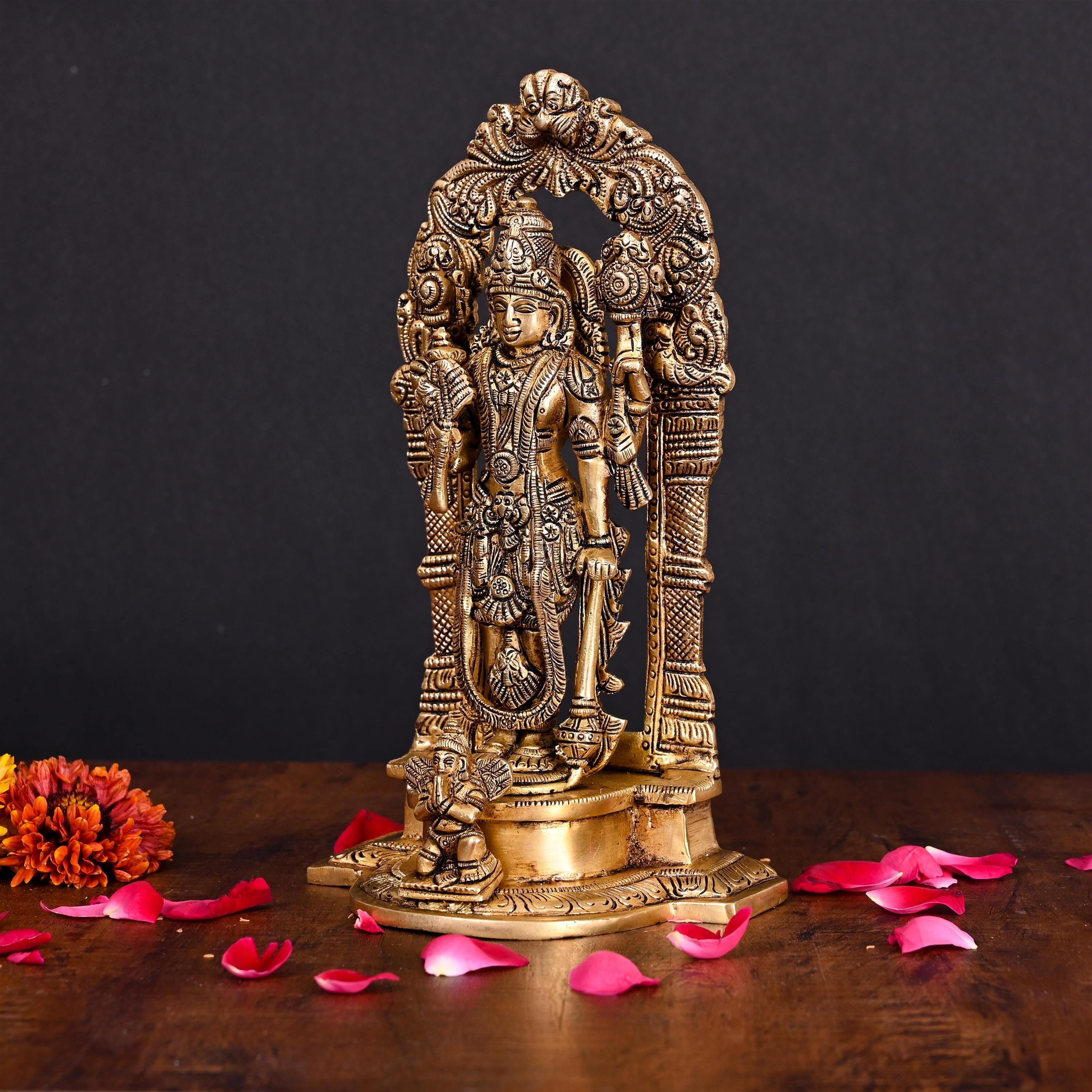 Brass Superfine Lord Standing Vishnu Idol (9 Inch) Vedansh Craft