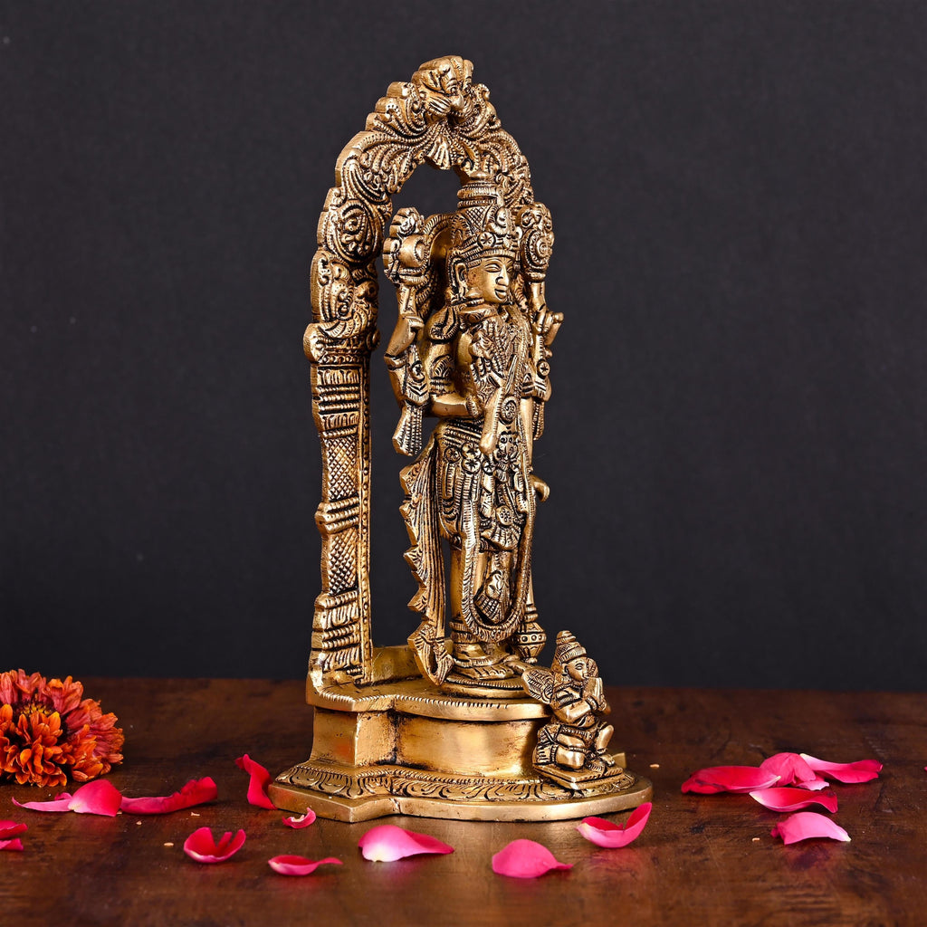 Brass Superfine Lord Standing Vishnu Idol (9 Inch) Vedansh Craft