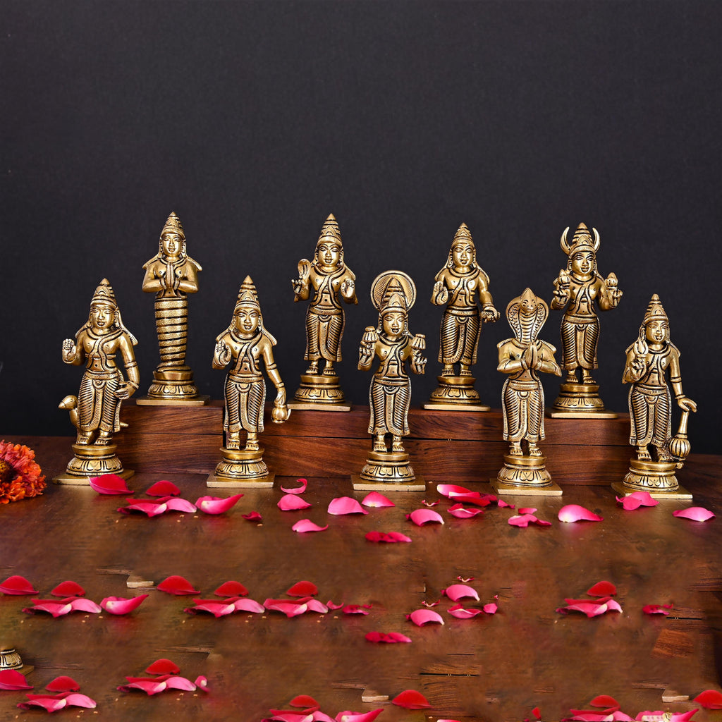 Brass Superfine Navagraha Idols Set (5.3 Inch) Vedansh Craft