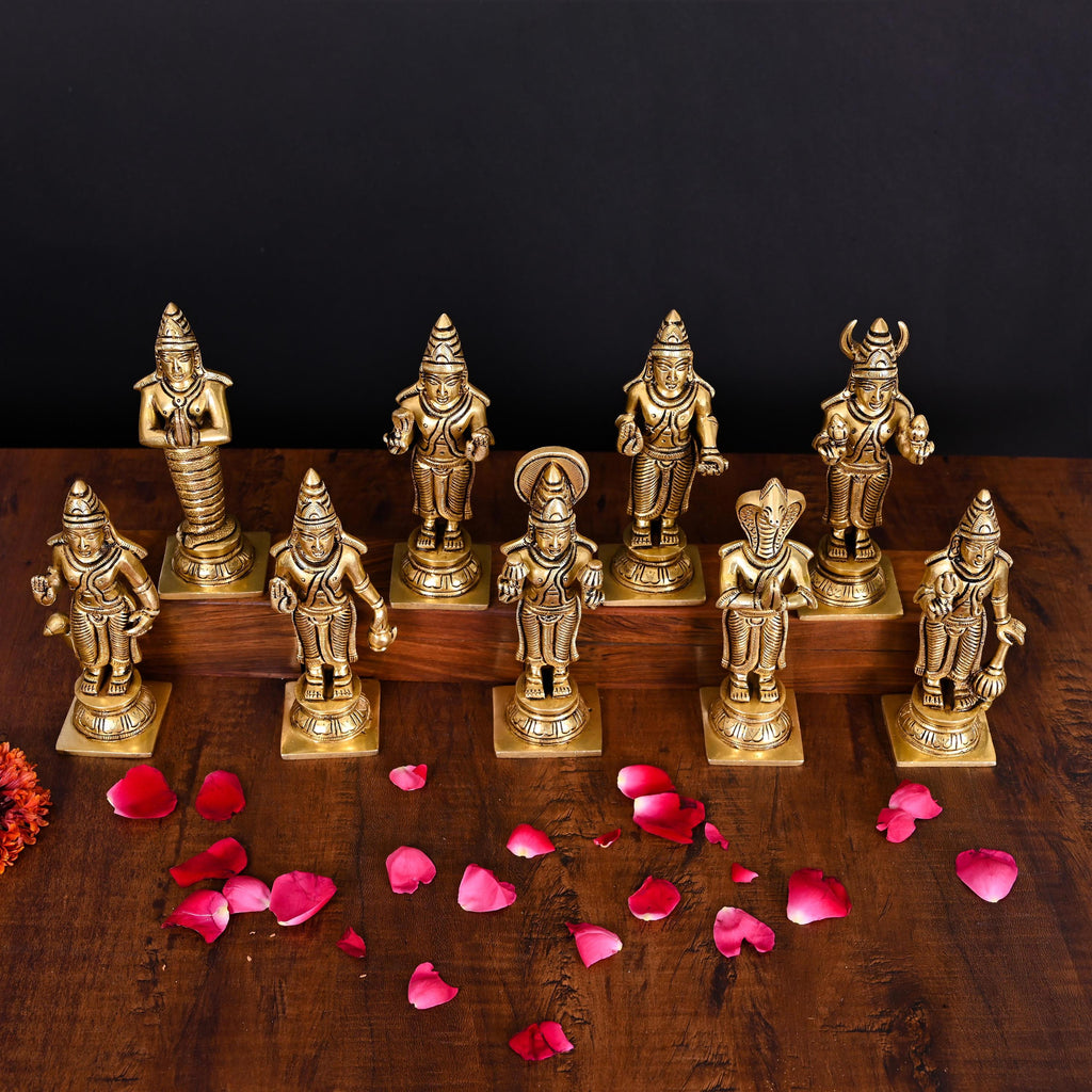 Brass Superfine Navagraha Idols Set (5.3 Inch) Vedansh Craft