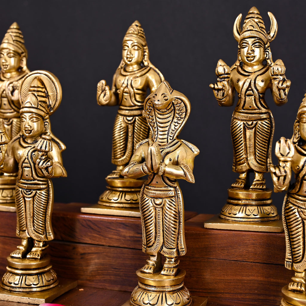 Brass Superfine Navagraha Idols Set (5.3 Inch) Vedansh Craft