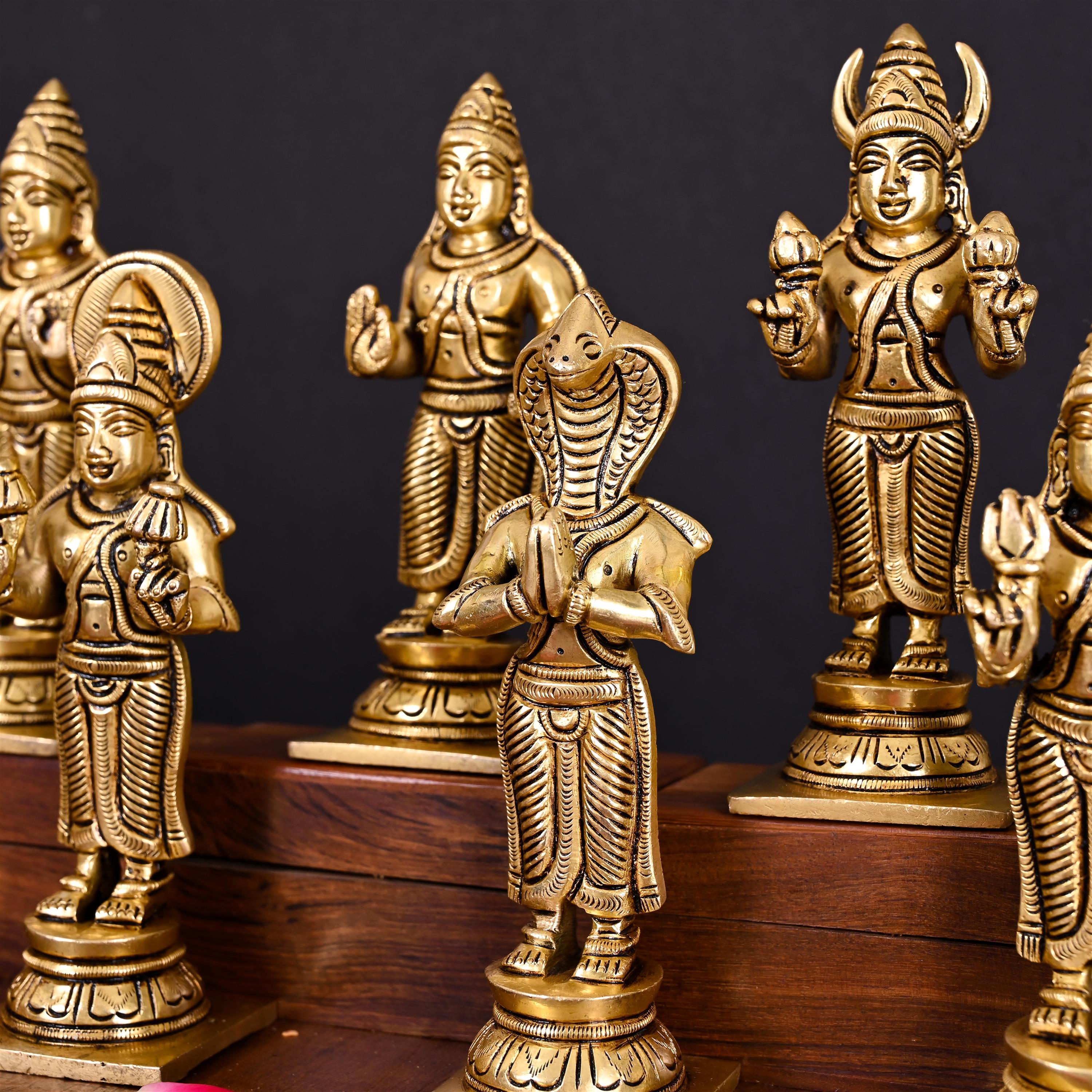 Brass Superfine Navagraha Idols Set (5.3 Inch) Vedansh Craft