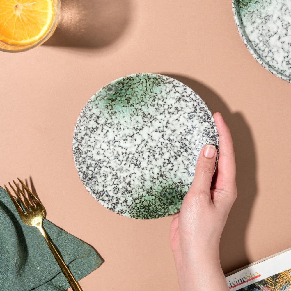 Nori Studio Pottery Dessert Plate White And Grey 6 Inch Nestasia