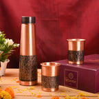 Copper Premium Pen Sparkle Bottle with Glass Set Gift Box/Hamper Vedansh Craft