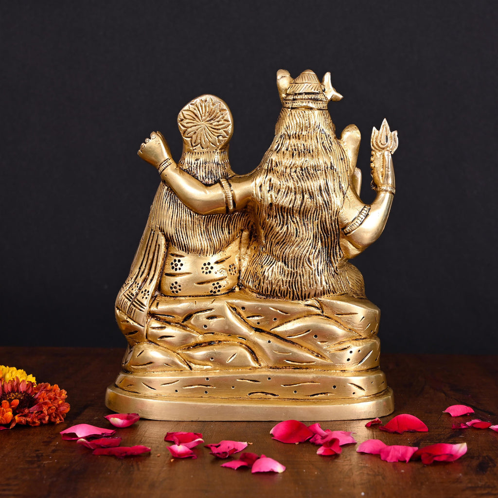 Brass Sitting Shiva Family Statue (8 Inch) Vedansh Craft