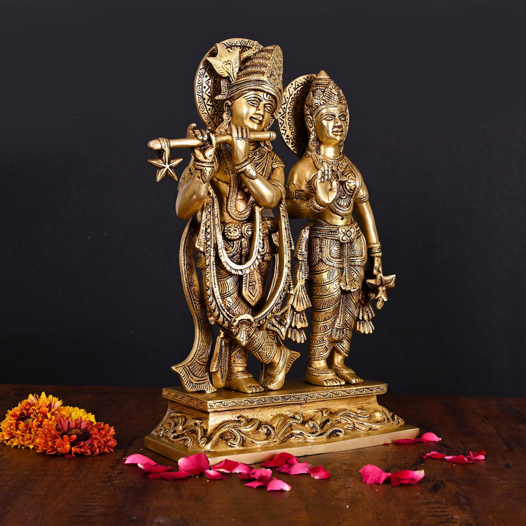 Brass Standing Radha Krishna Idol (12 Inch) Vedansh Craft