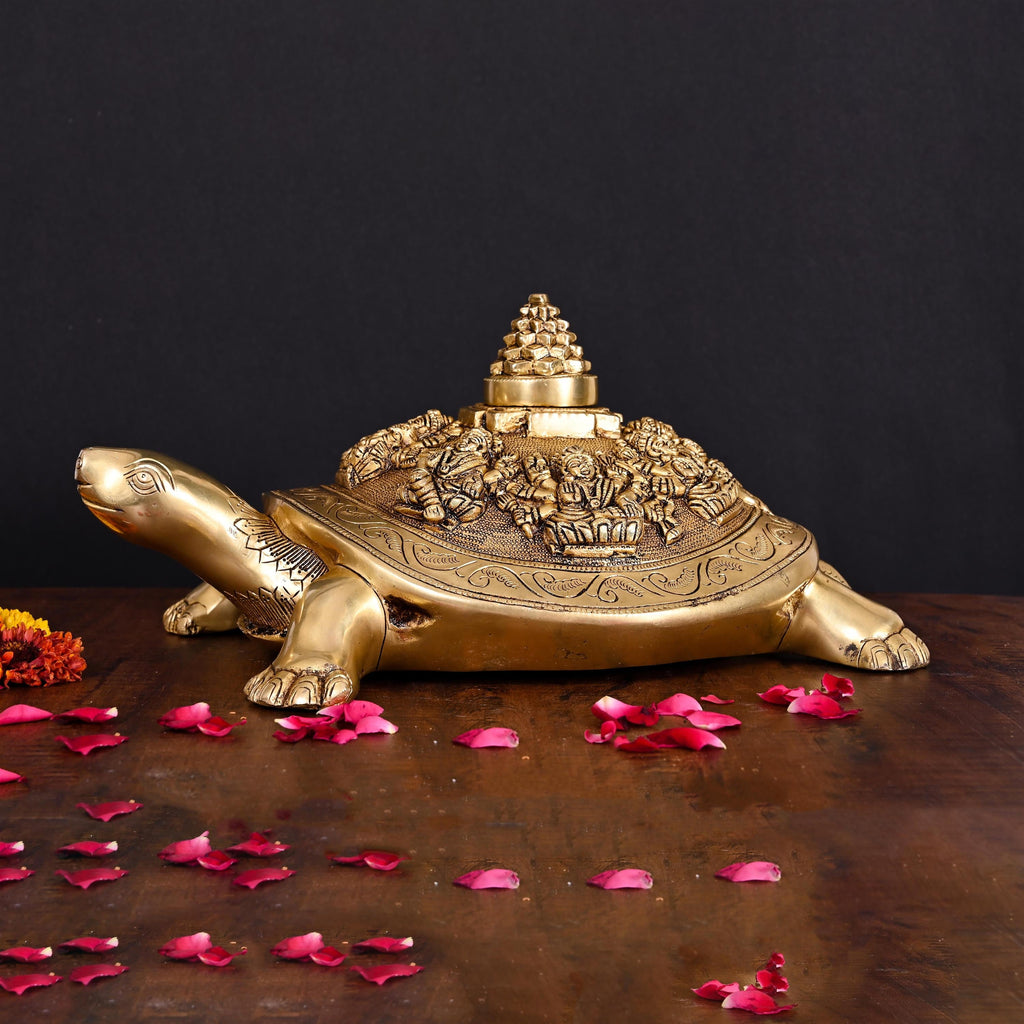 Brass Handcrafted Ashtalakshmi Shree Yantra Tortoise (6 Inch) Vedansh Craft