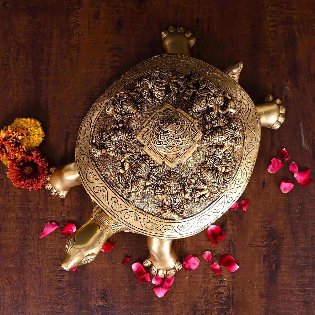 Brass Handcrafted Ashtalakshmi Shree Yantra Tortoise (6 Inch) Vedansh Craft
