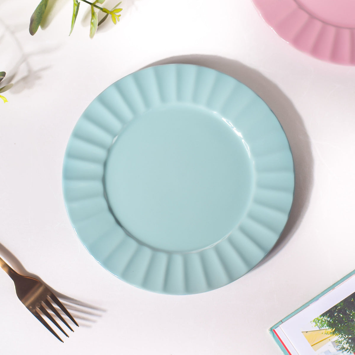 Claramay Blue Pastel Ceramic Snack Plate 8 Inch Nestasia
