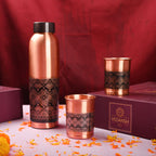 Copper Premium Lemon Bottle with Glass Set Gift Box/Hamper Vedansh Craft