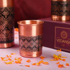 Copper Premium Lemon Bottle with Glass Set Gift Box/Hamper Vedansh Craft