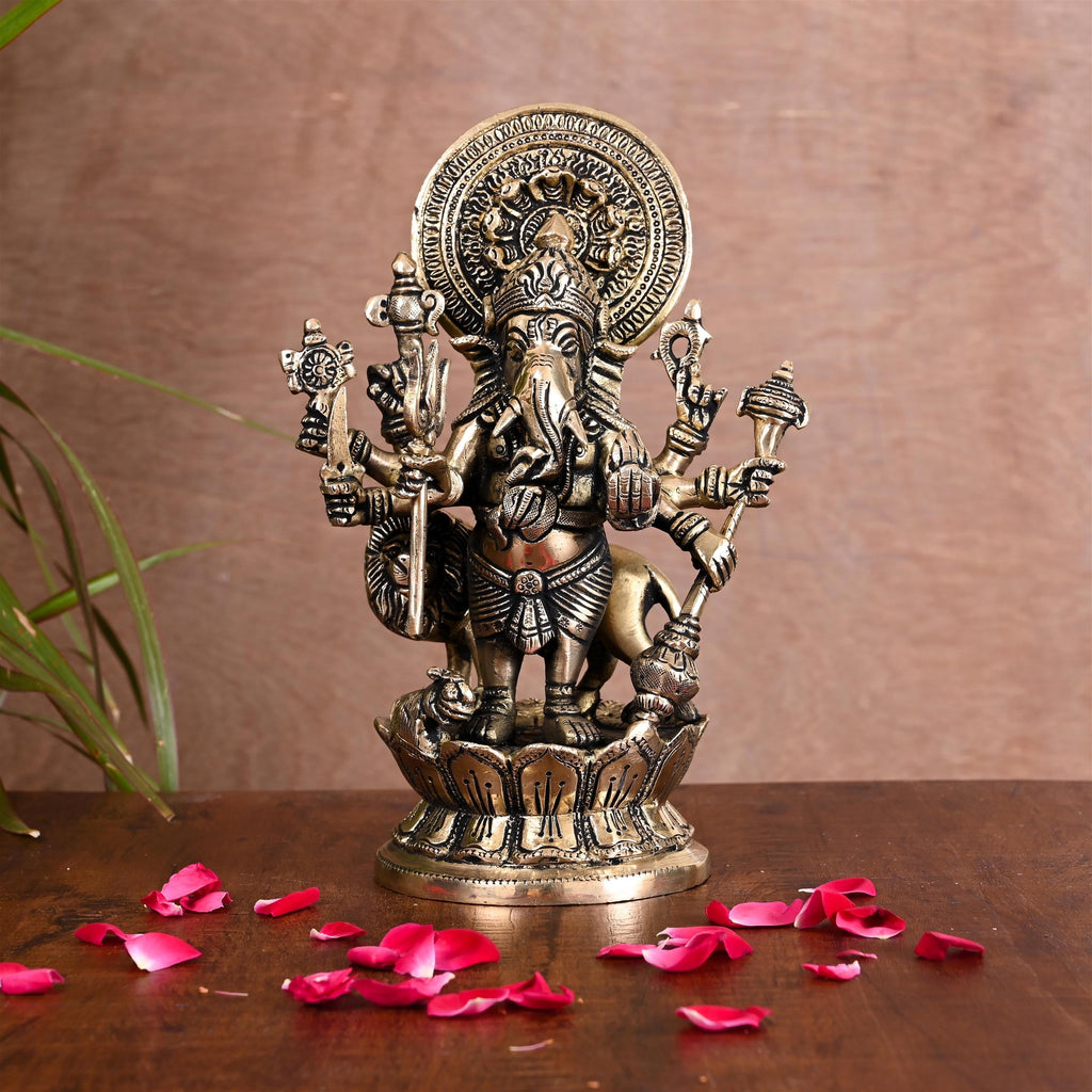 Brass Shubha Drishti Standing Ganesha Idol (9 Inch) Vedansh Craft