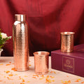 Copper Premium Lemon Hammered Bottle with Glass Set Gift Box/Hamper Vedansh Craft