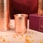 Copper Premium Lemon Hammered Bottle with Glass Set Gift Box/Hamper Vedansh Craft